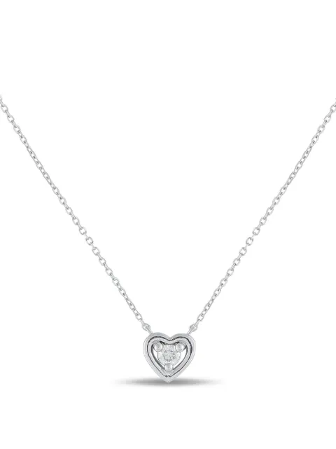 LB Exclusive 14K white gold diamond heart-pendant necklace