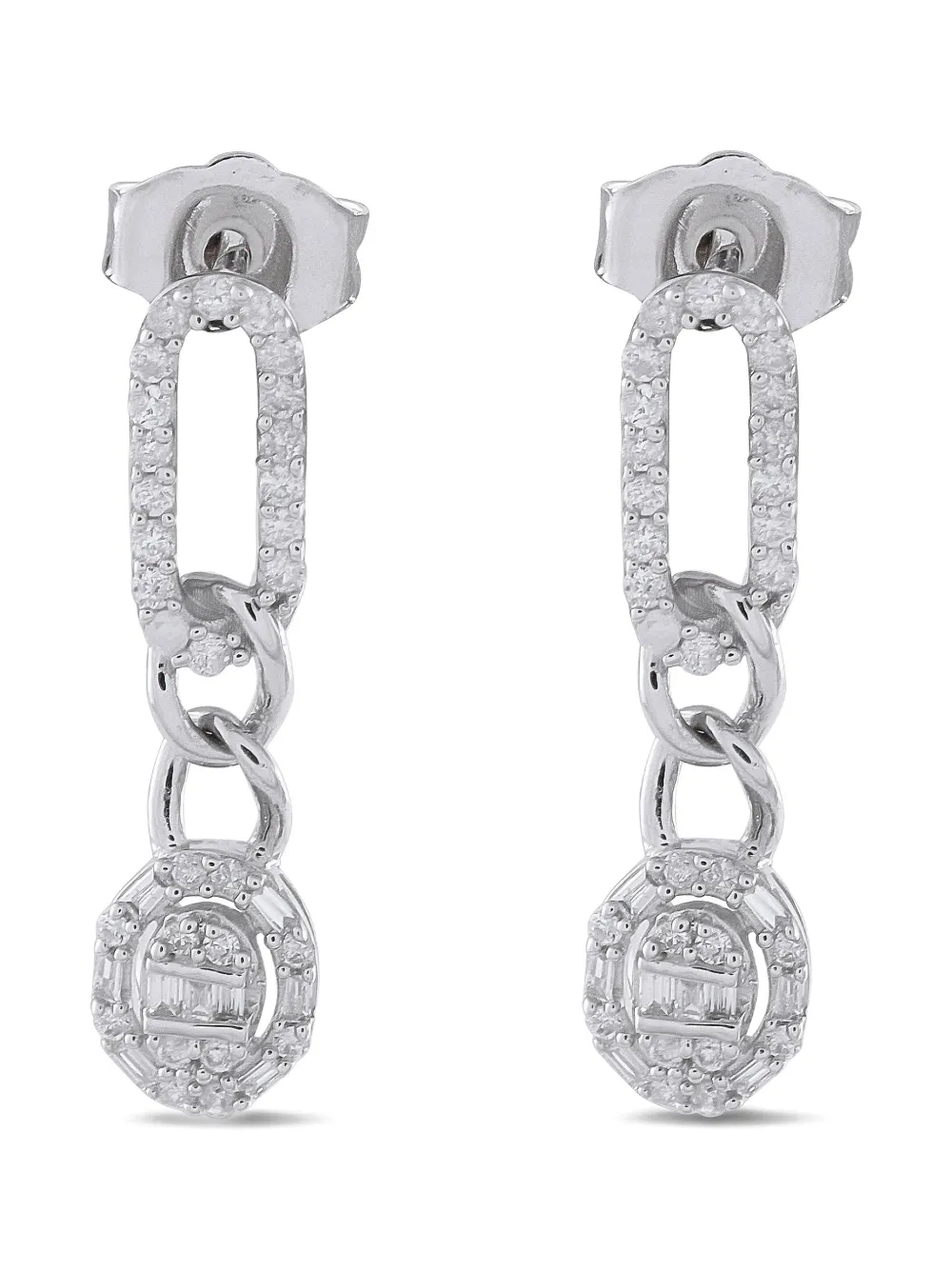 LB Exclusive 14K white gold diamond oval drop earrings - Silber