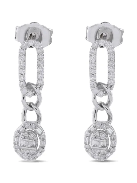 LB Exclusive 14K white gold diamond oval drop earrings