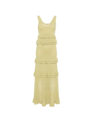 green emerald velvet dress Shop Ramia Pointelle Knit Midi Dress Gold for Woman Online main image 0