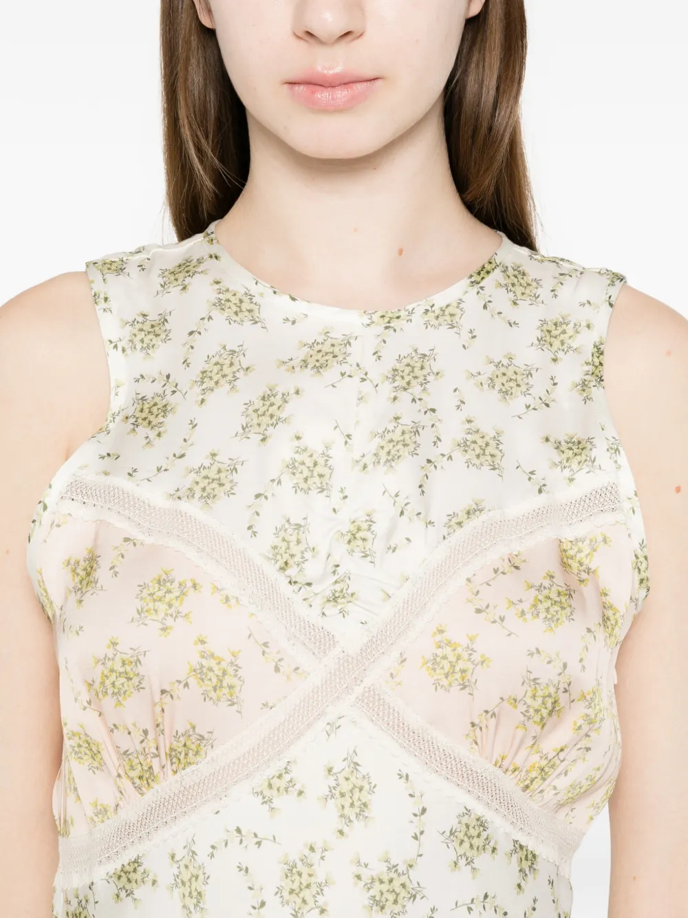 SANDRO Maxi-jurk met bloemenprint Beige