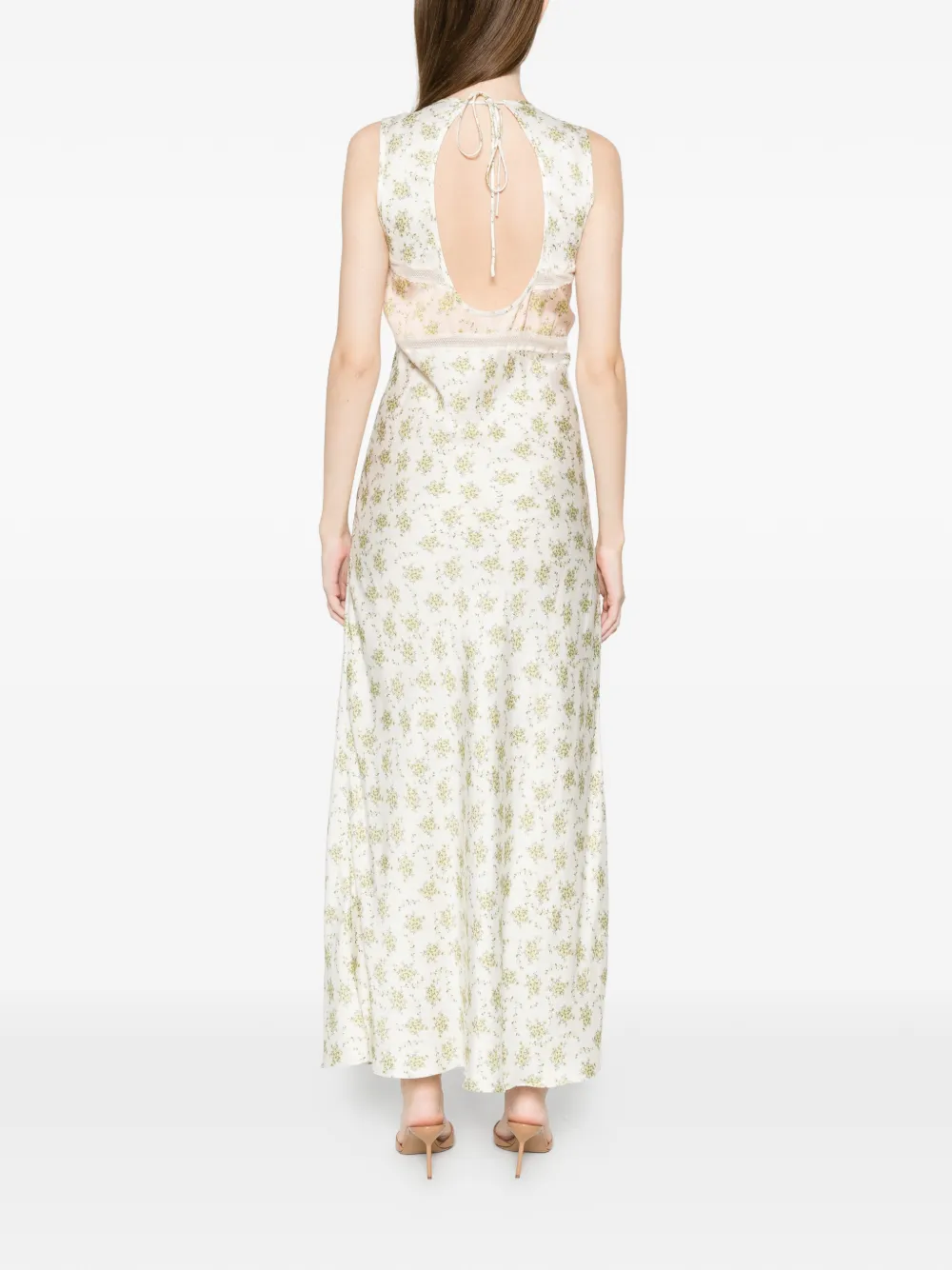 SANDRO Maxi-jurk met bloemenprint Beige