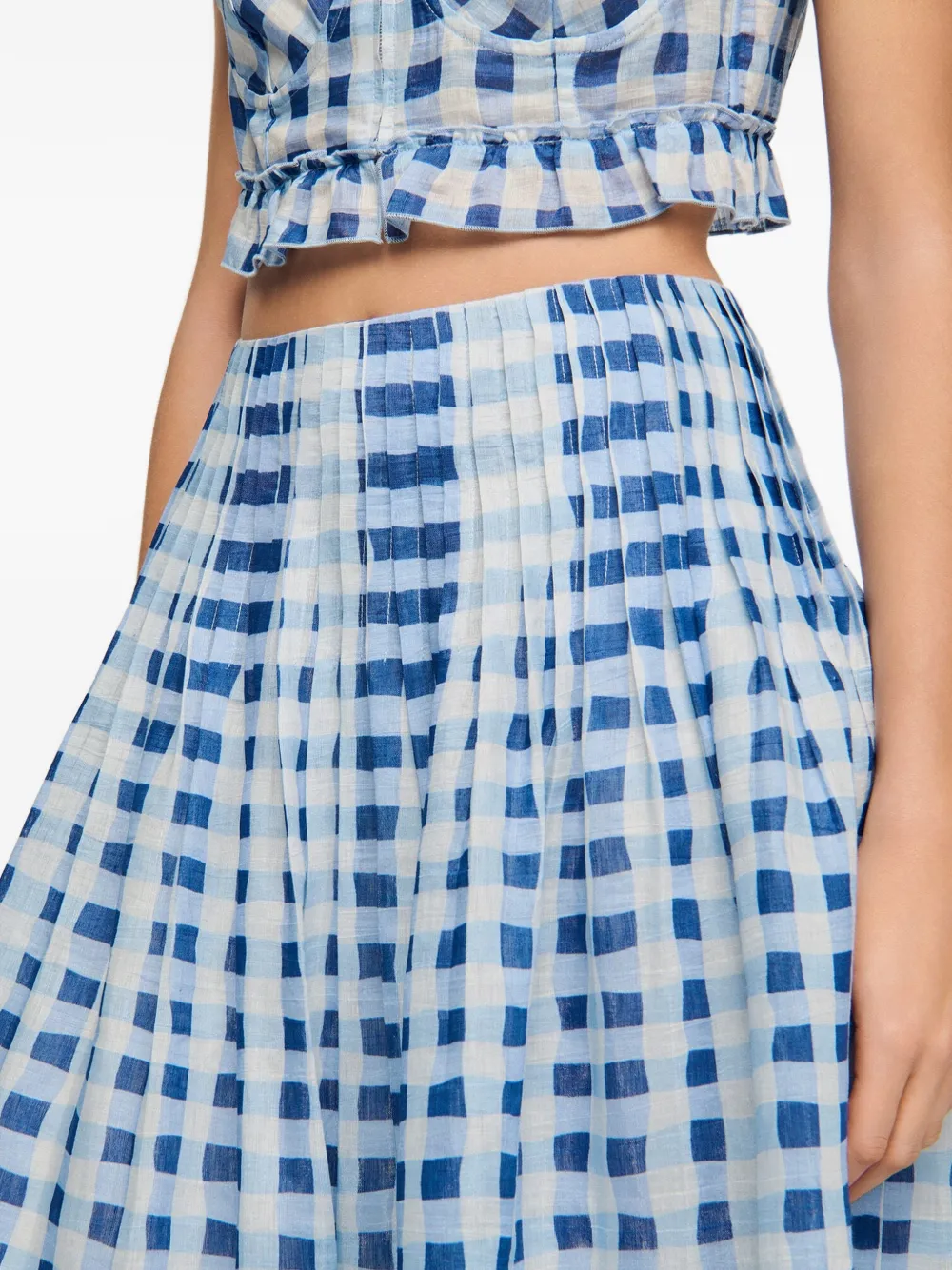 SANDRO Geruite maxi-rok met gingham ruit Wit