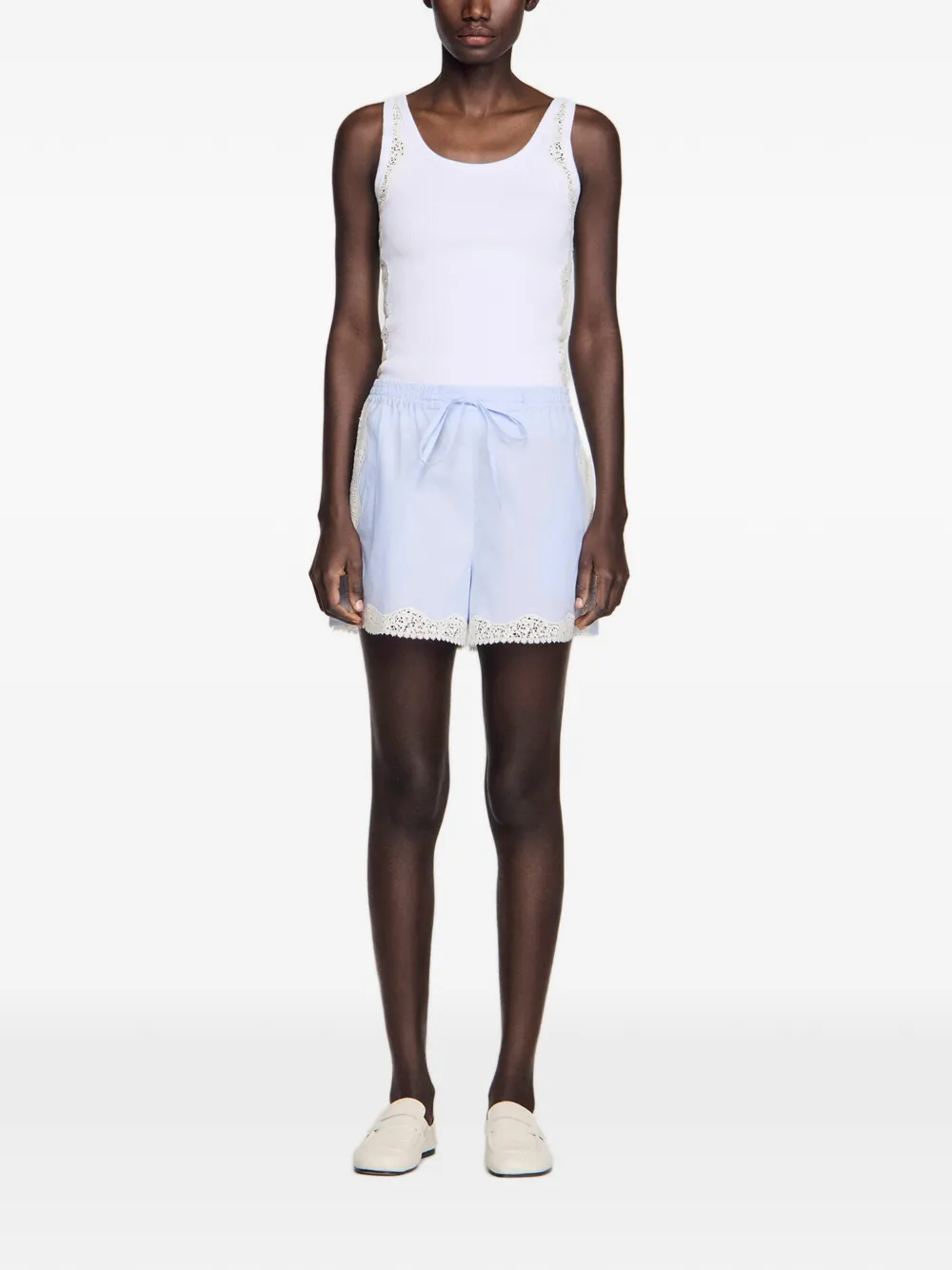 SANDRO Shorts met kant Blauw