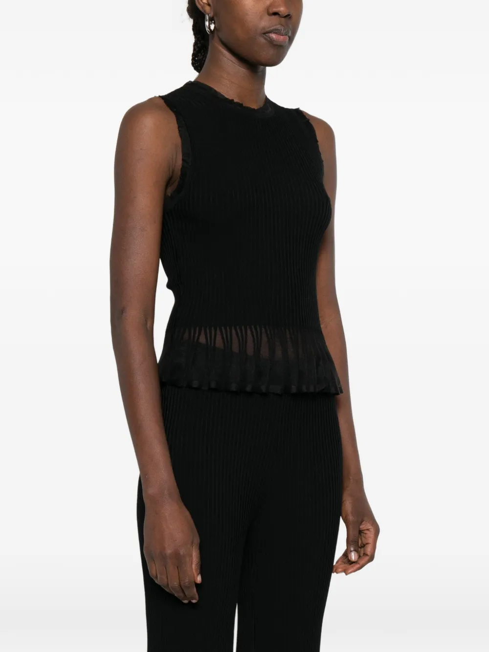  Sandro Ruffled Smocked Top - Black 
