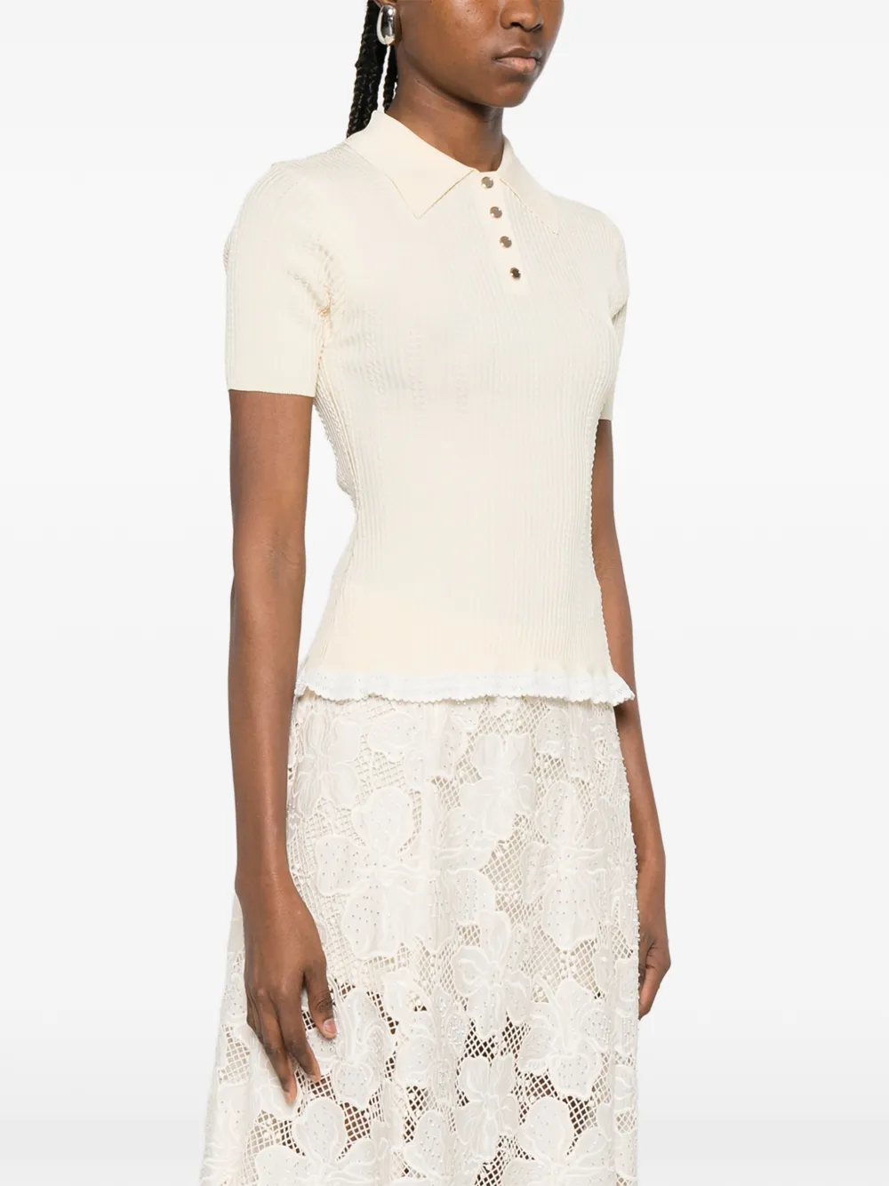  Sandro Lace-detail Polo Shirt - Neutrals 