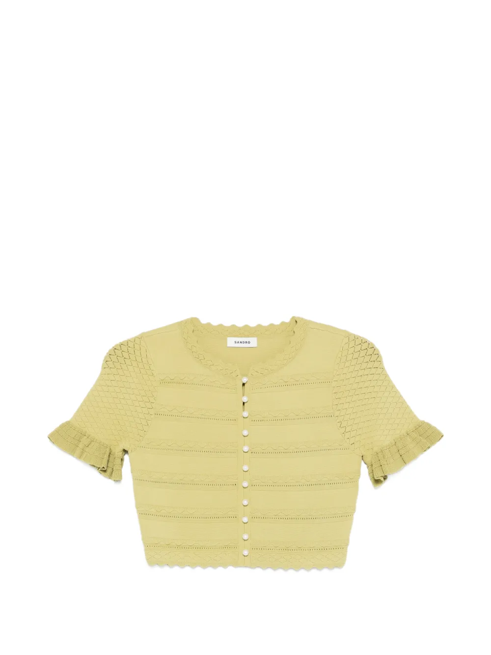 SANDRO T-Shirt mit Perlen - Grün