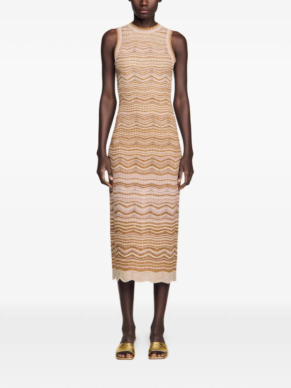  Sandro Sleeveless Midi Dress - Neutrals 