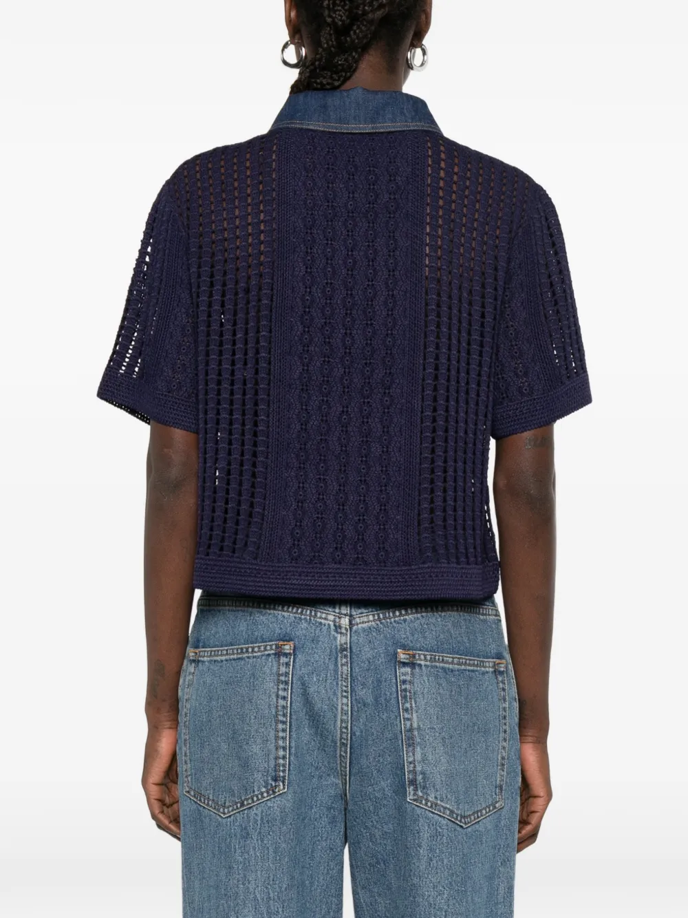 SANDRO Blouse met opengewerkte kraag Blauw