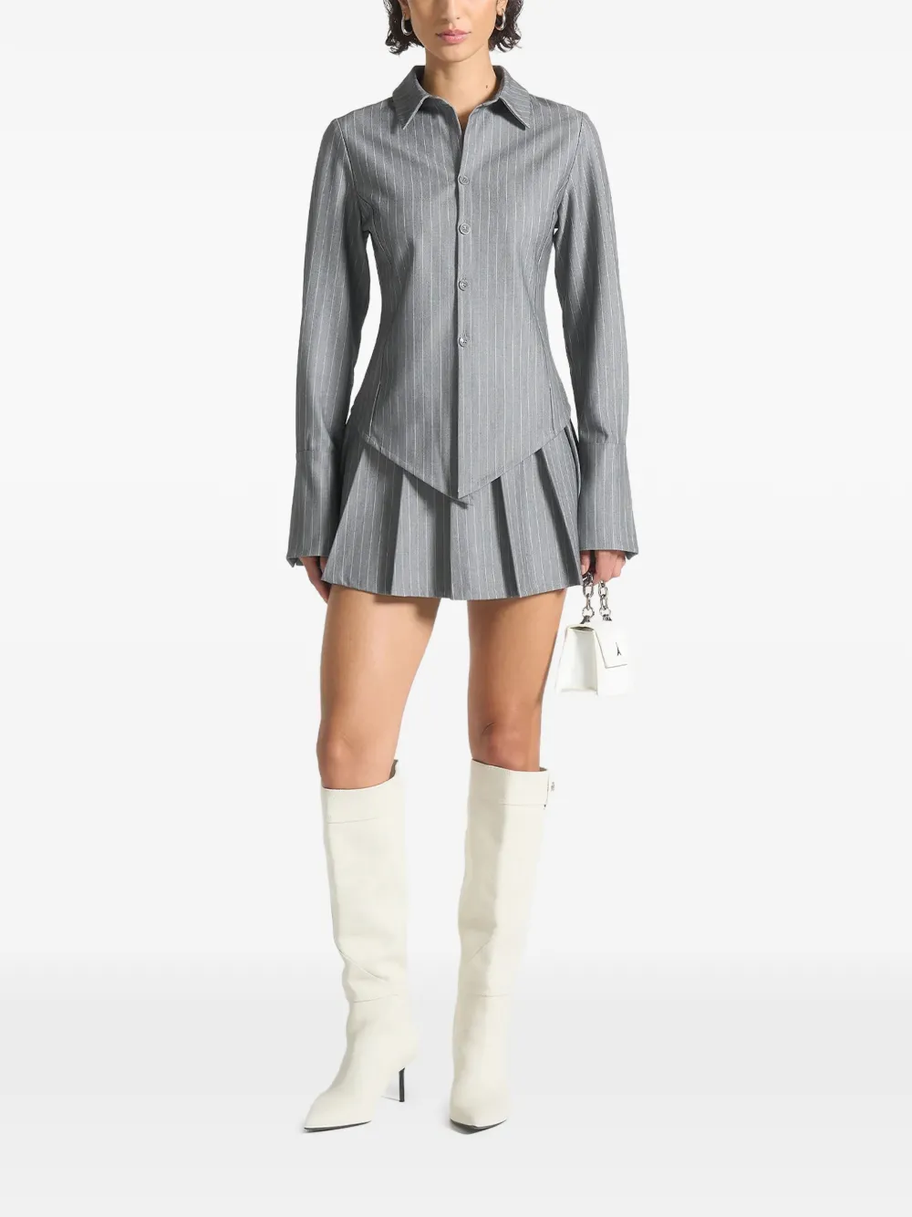 Manière De Voir Rina pinstripe pleated skort - Grijs