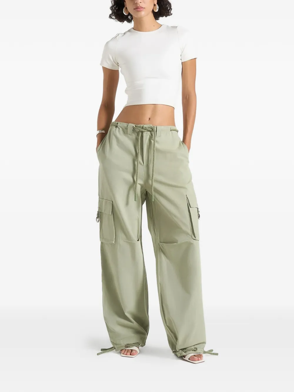 Manière De Voir Rosa Tie Cargo Trousers In Green