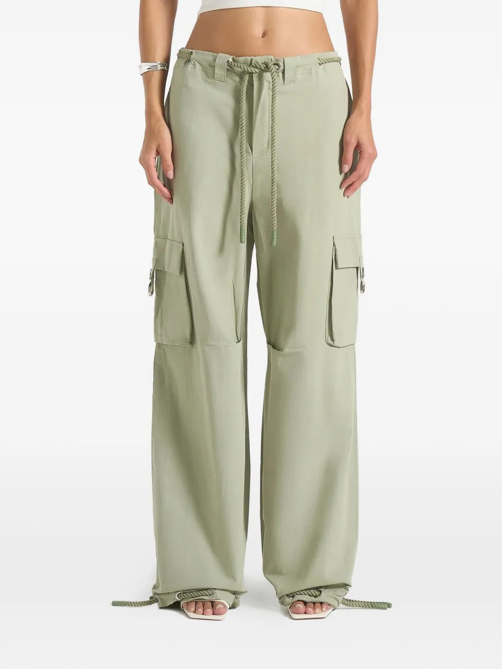 Manière De Voir Rosa Tie Cargo Trousers In Green