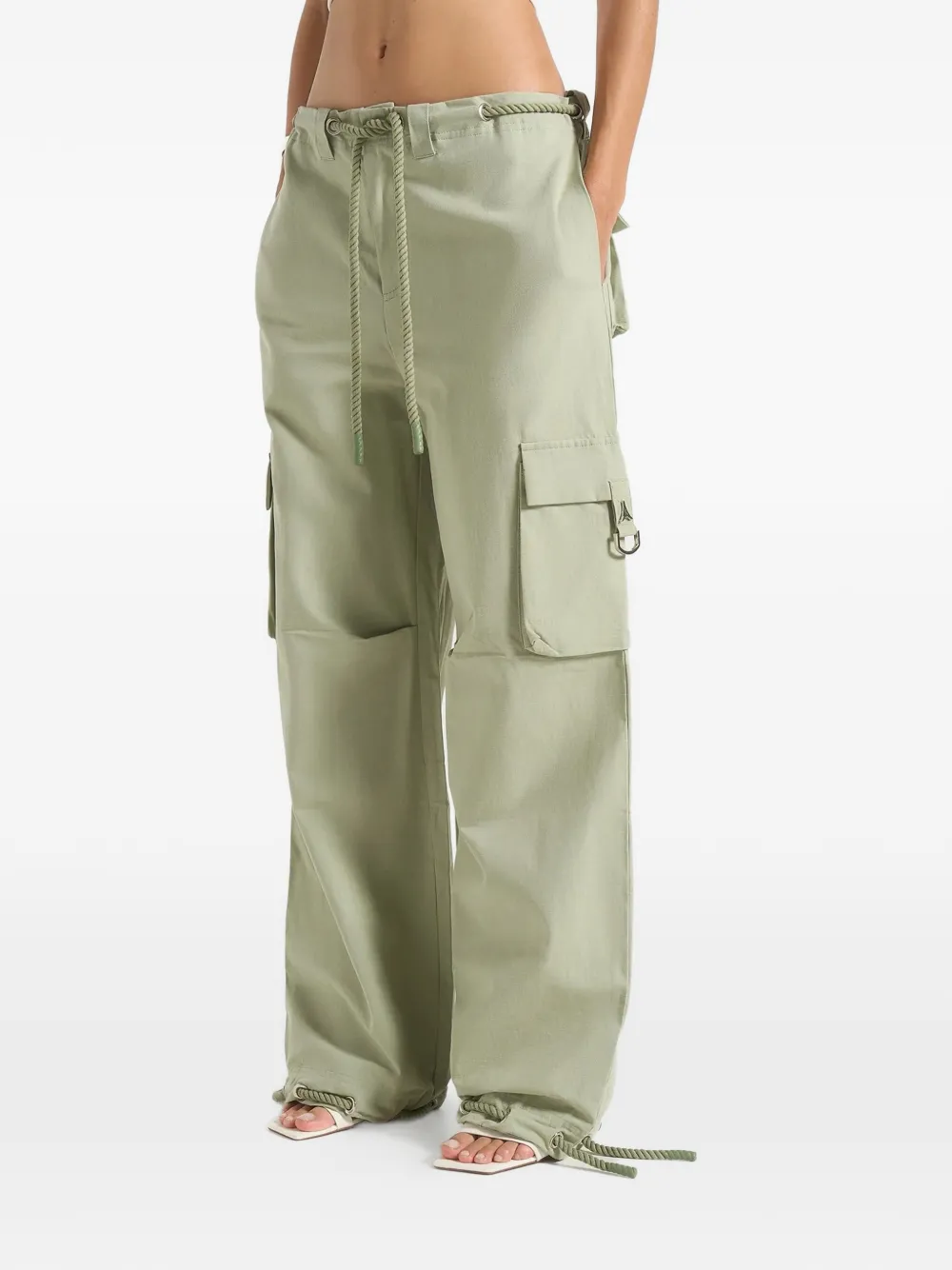 Manière De Voir Rosa Tie Cargo Trousers In Green