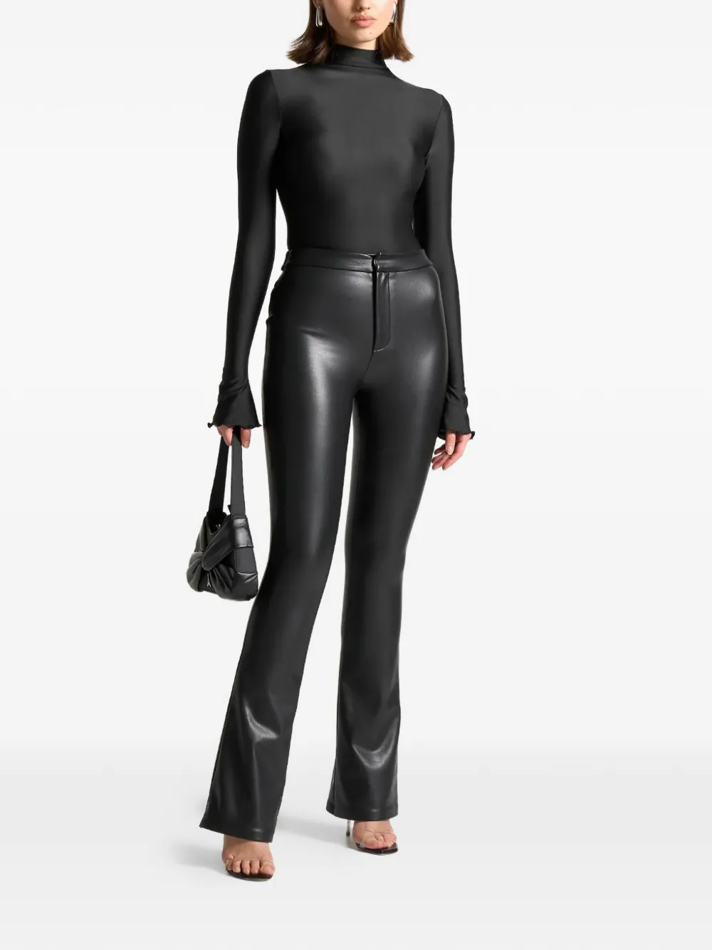 Manière De Voir ruffle-cuff mock-neck bodysuit - Zwart