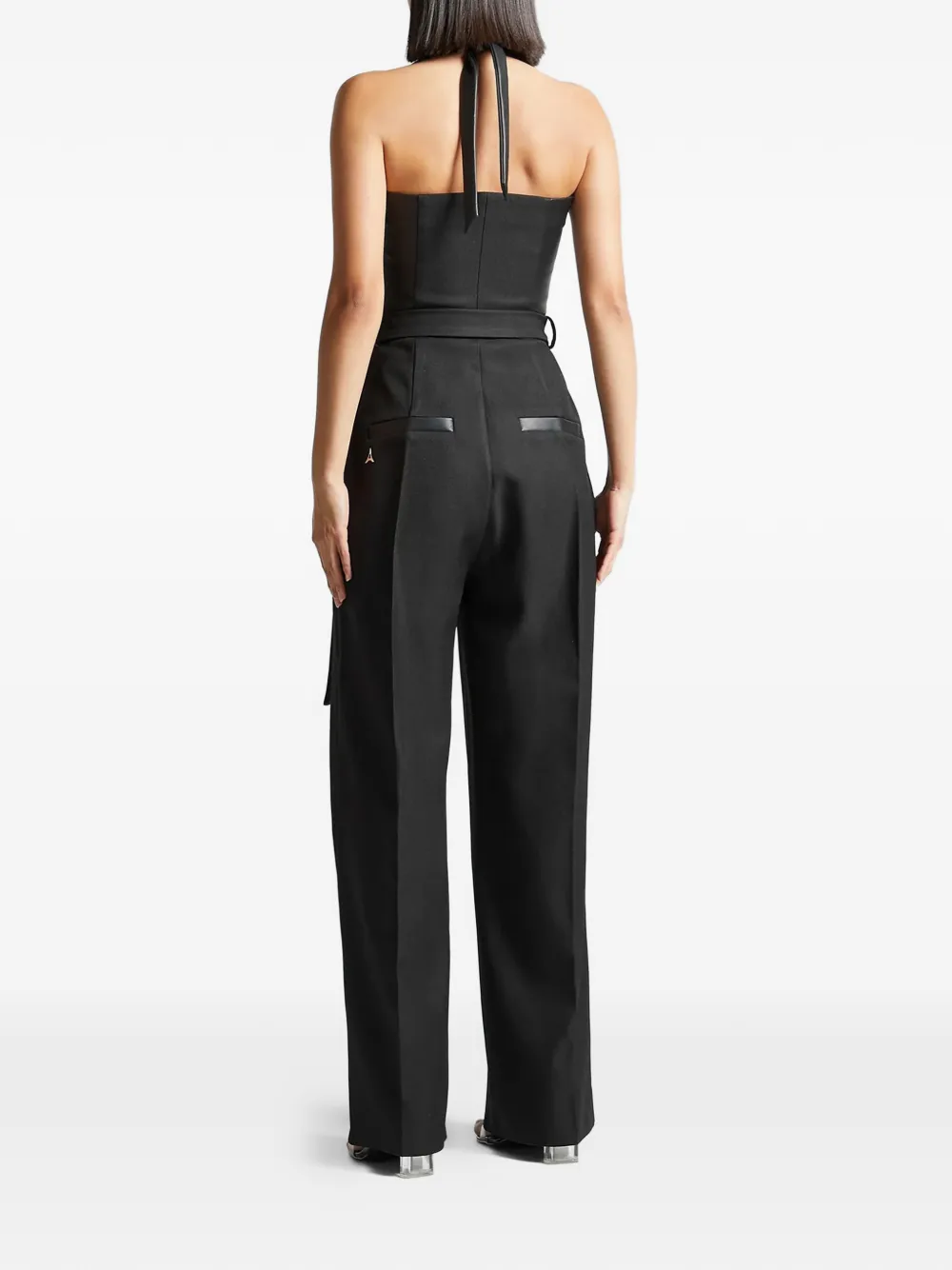 Manière De Voir Sabine Pleated Belted Jumpsuit In Blue