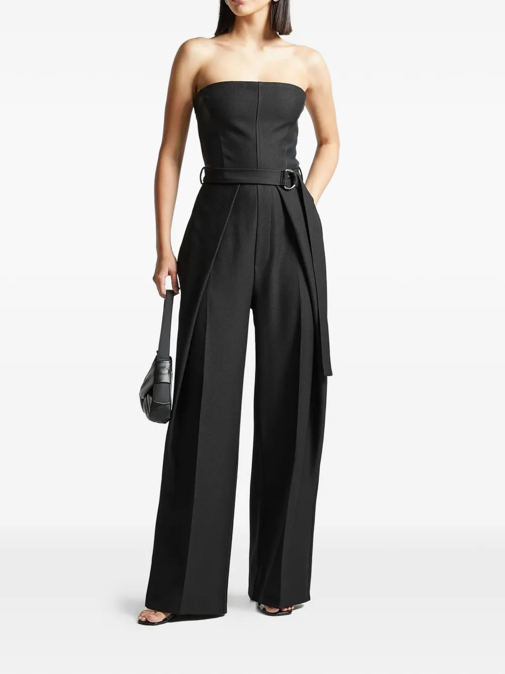 Manière De Voir Sabine Pleated Belted Jumpsuit In Blue