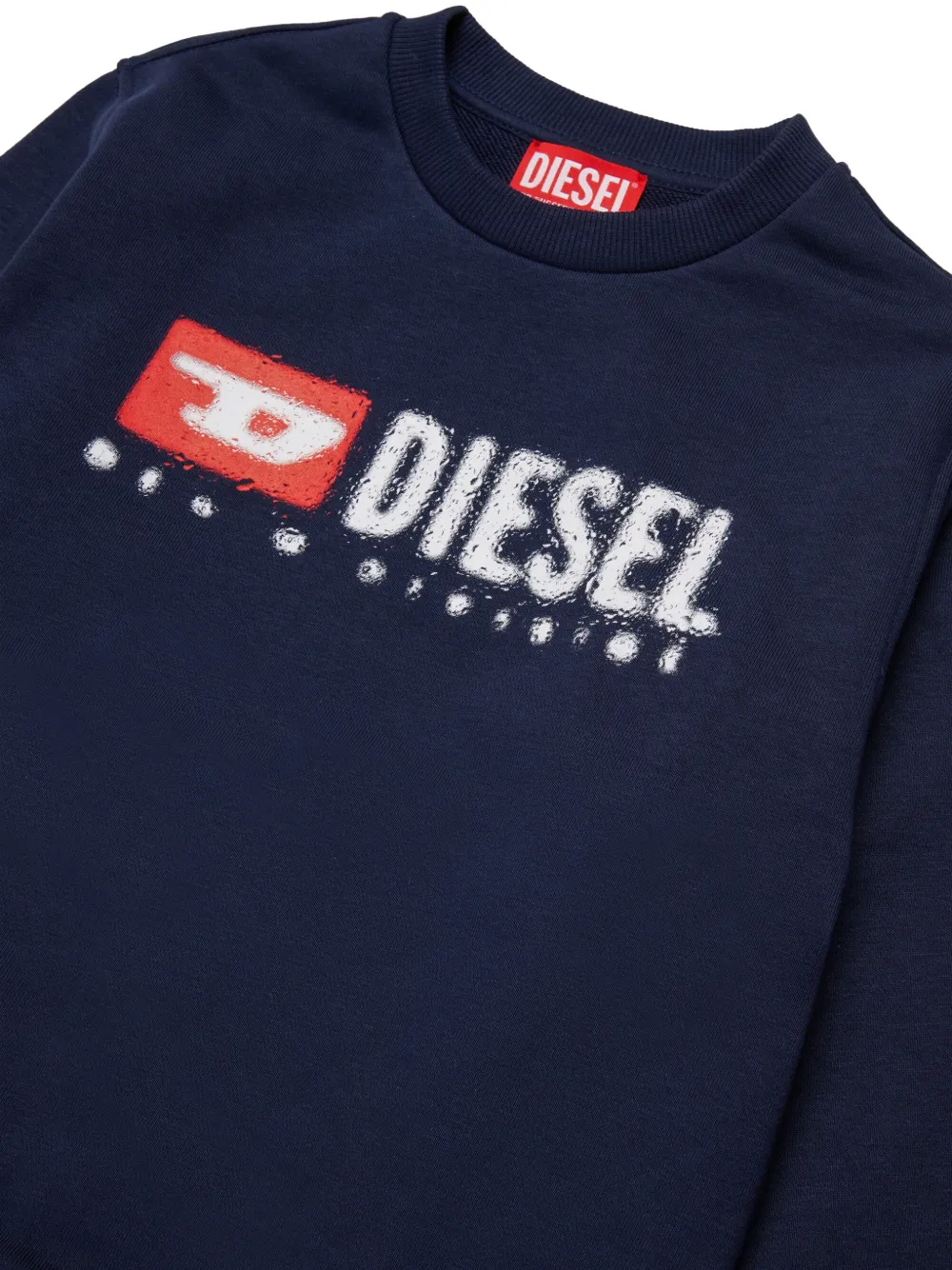 Diesel Kids Trui met logoprint en ronde hals Blauw