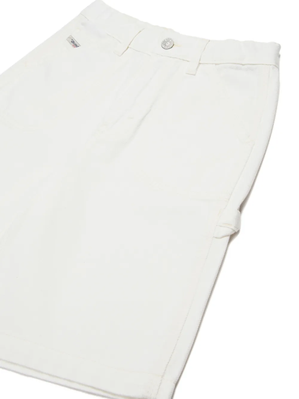 Diesel D-bart Appliqué Logo Denim Shorts In White