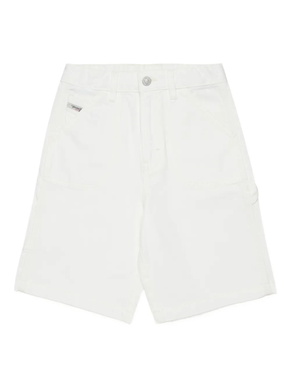 Diesel D-bart Appliqué Logo Denim Shorts In White