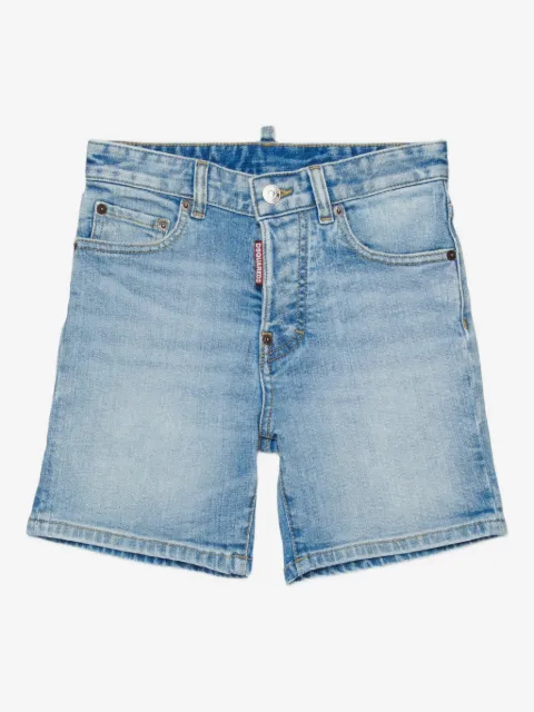 DSQUARED2 KIDS faux-leather patch five-pocket denim shorts
