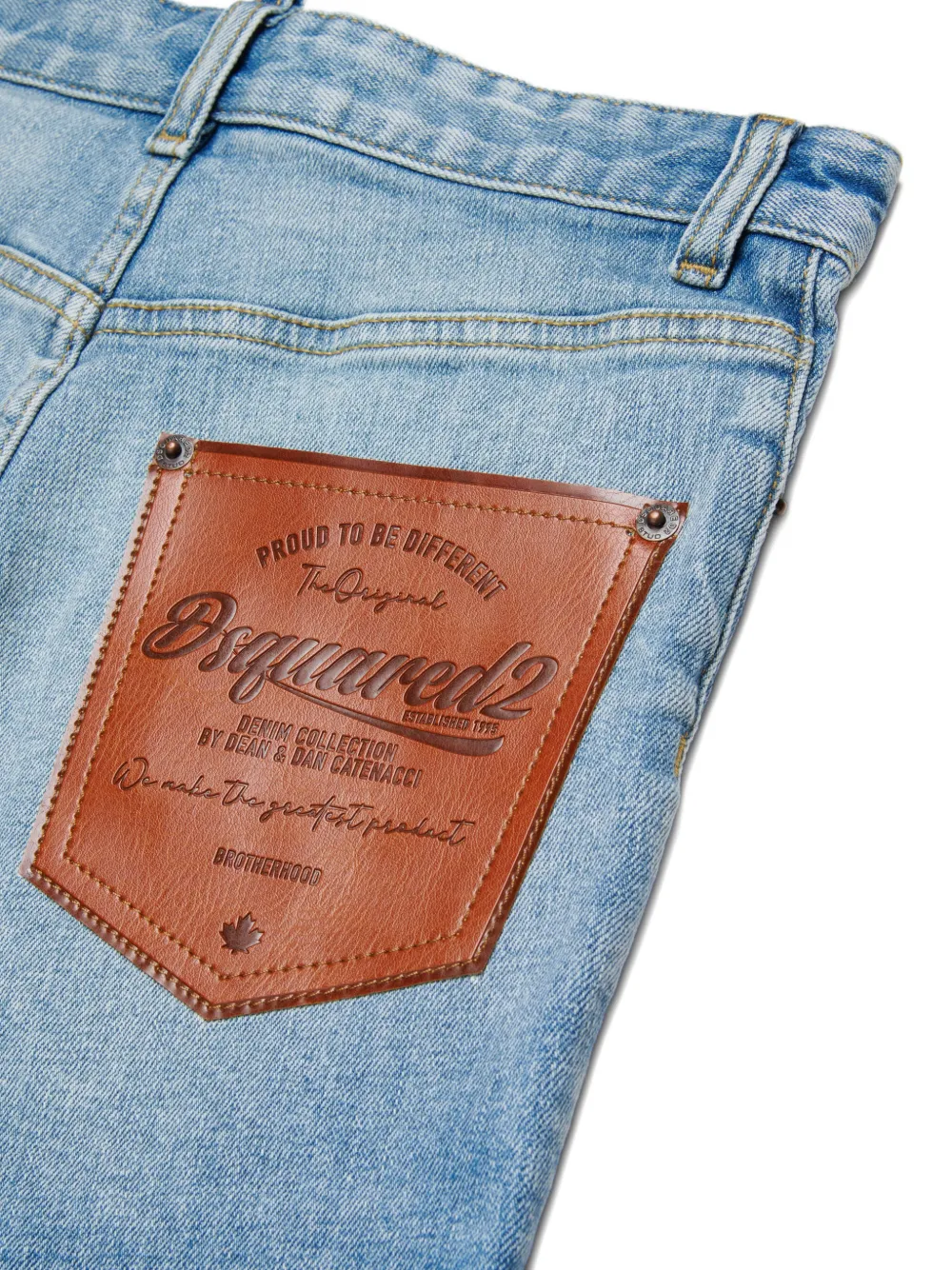 DSQUARED2 KIDS Spijkershorts van imitatieleer met vijf zakken Blauw