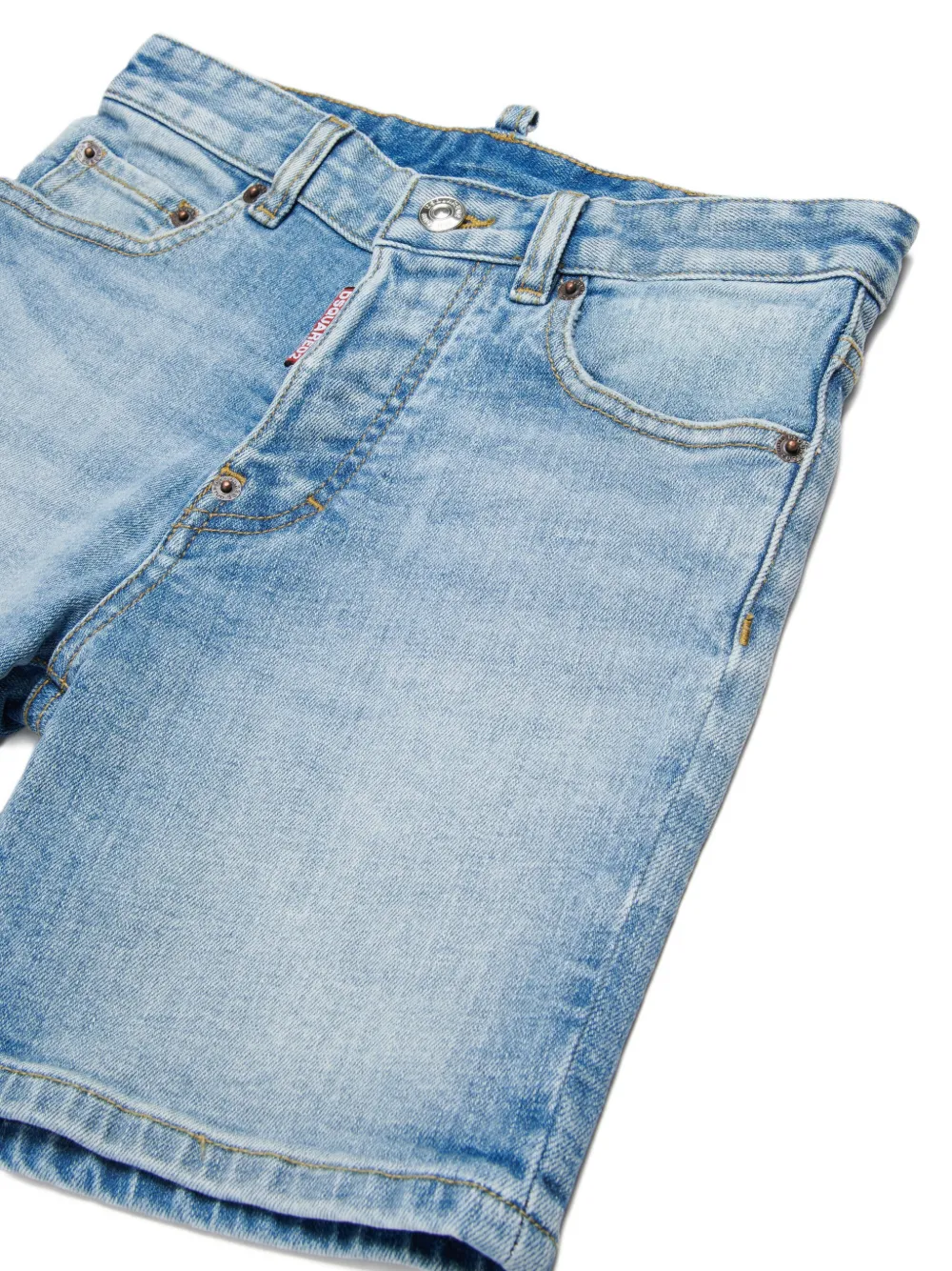  Dsquared2 Kids Faux-leather Patch Five-pocket Denim Shorts - Blue 
