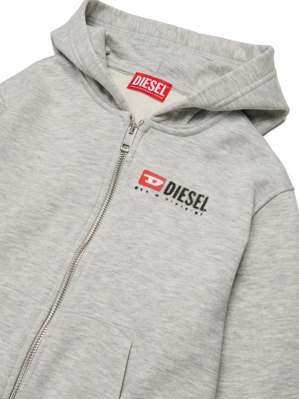 Diesel Kids Hoodie met logoprint Grijs