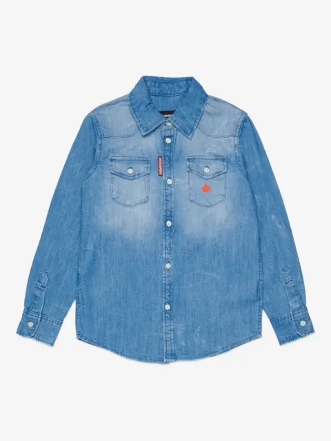 DSQUARED2 KIDS buttoned maple leaf shirt