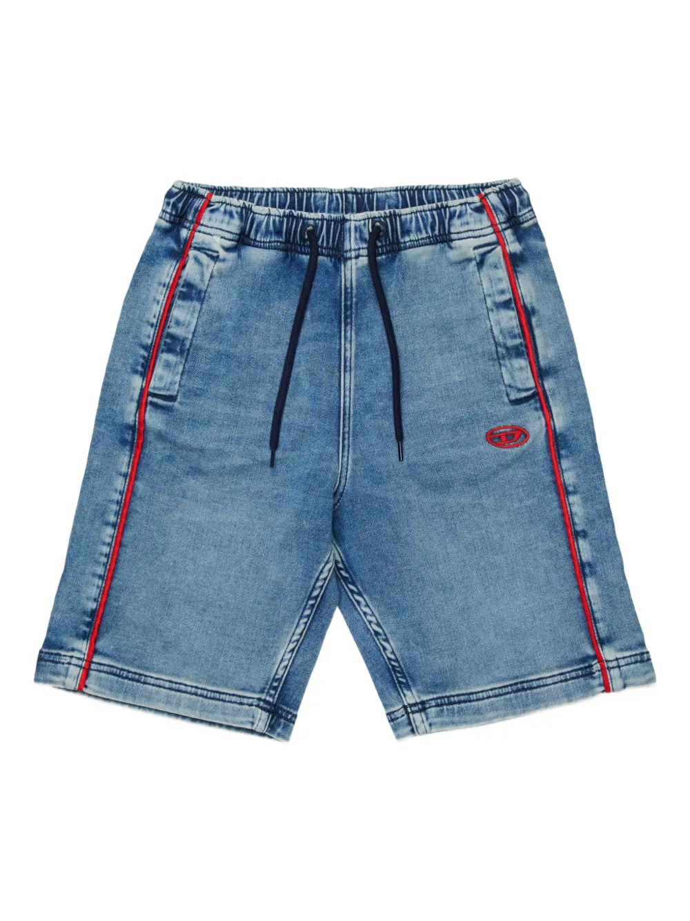 Diesel Kids D-axor drawstring embroidered logo denim shorts - Blu