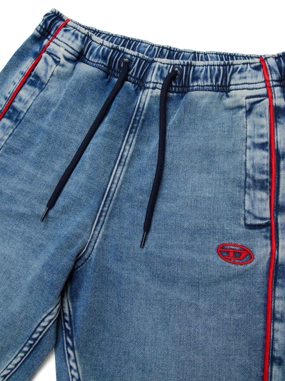 D-Axor Drawstring Embroidered Logo Denim Shorts