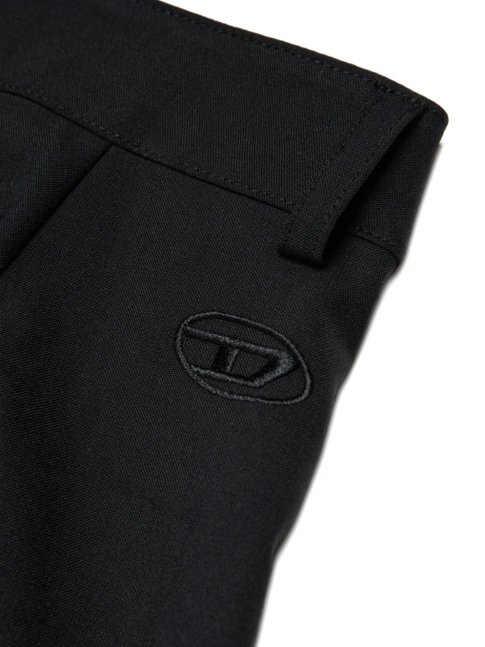 Diesel Kids Broek met wijde pijpen en logodetail Zwart