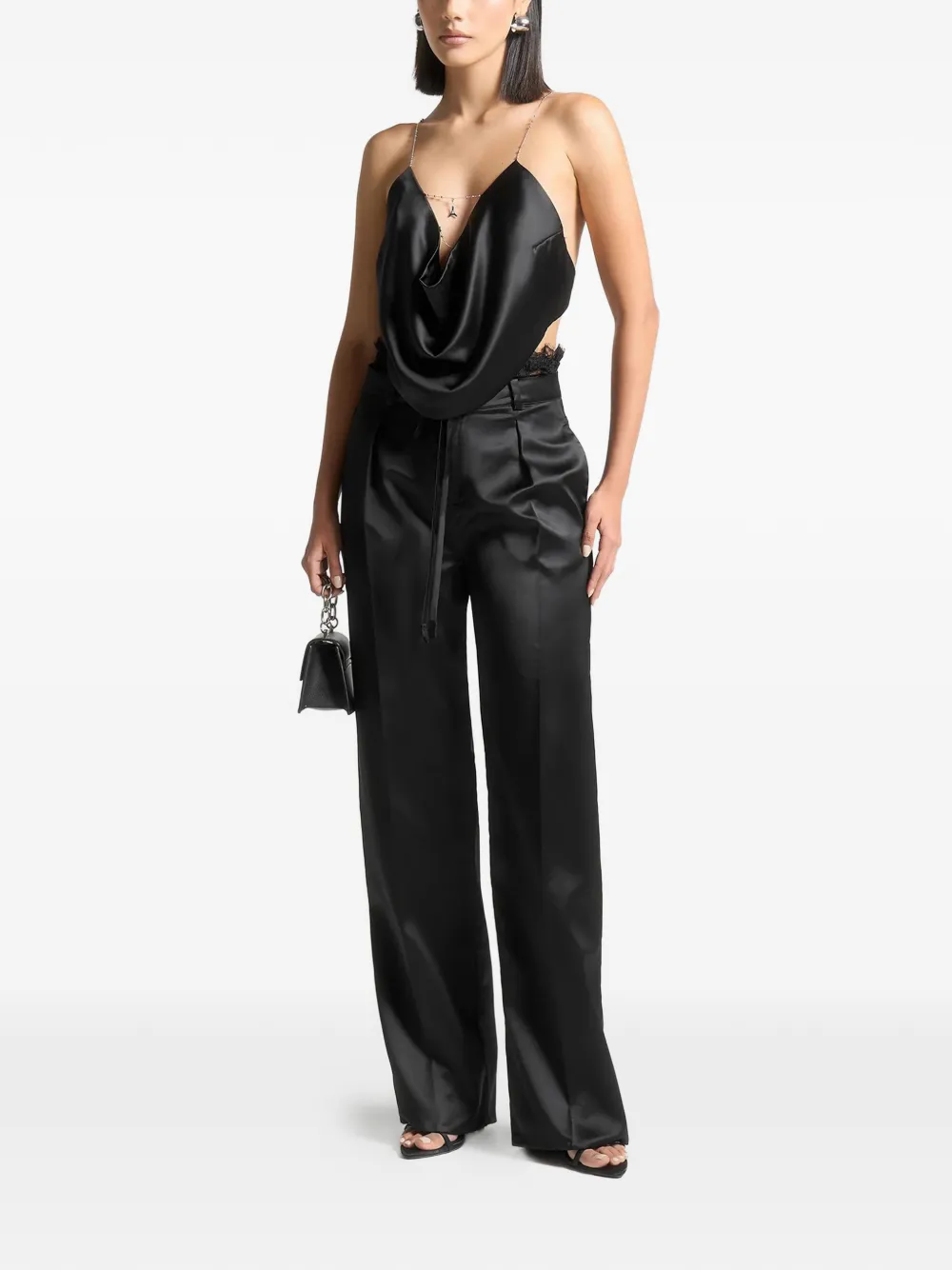 Manière De Voir cowl-neck chain-detail top - Zwart