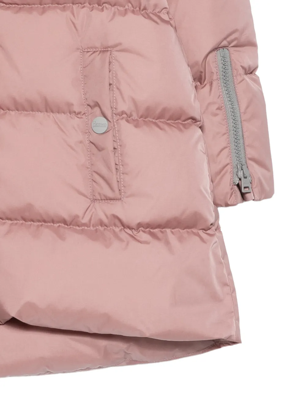 Herno Hooded Zip-up Coat In Pink