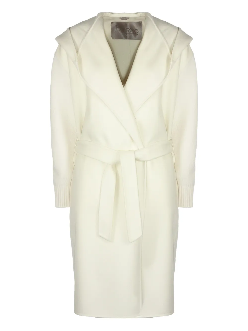 Herno Hooded Knit-sleeve Coat In Gray