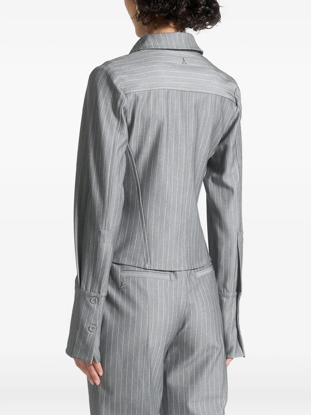 Manière De Voir Sonia Pinstripe Shirt In Gray