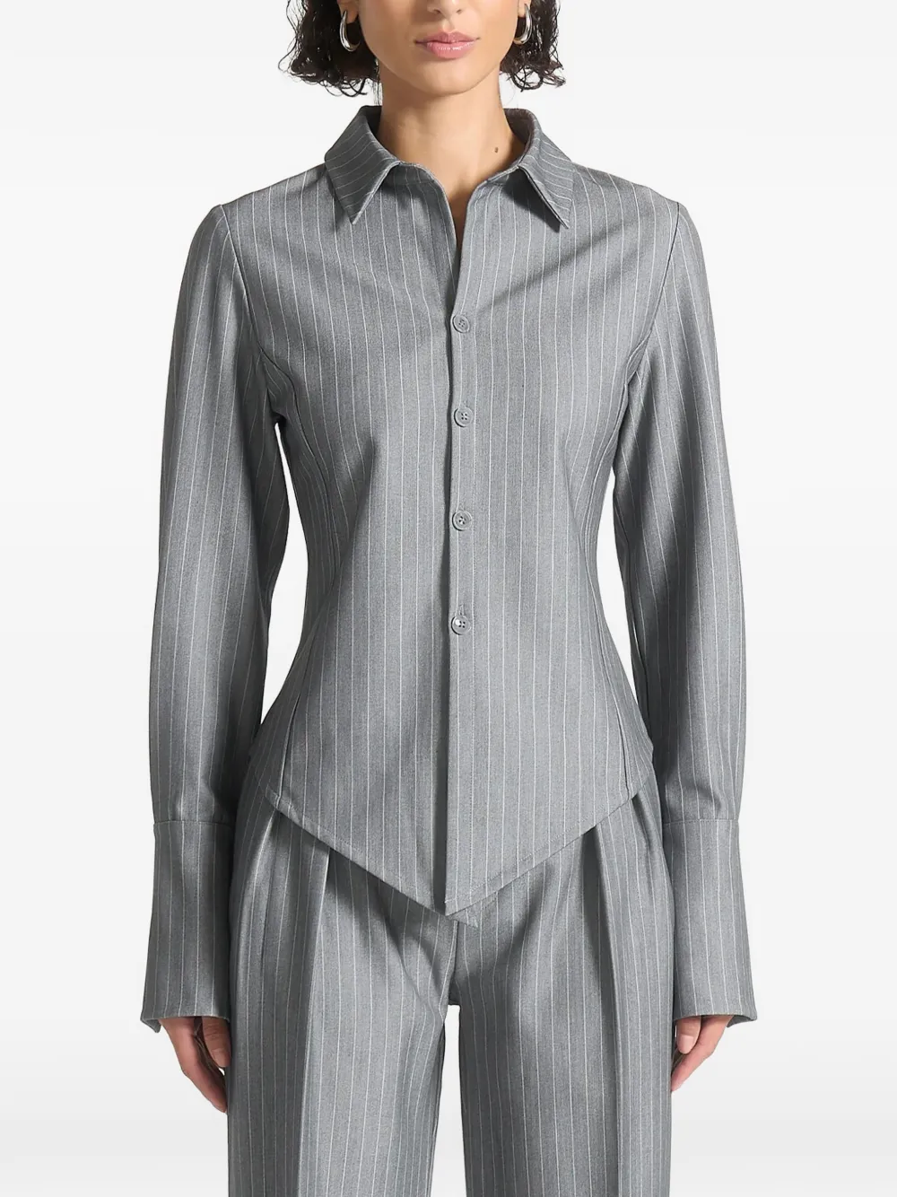 Manière De Voir Sonia Pinstripe Shirt In Gray