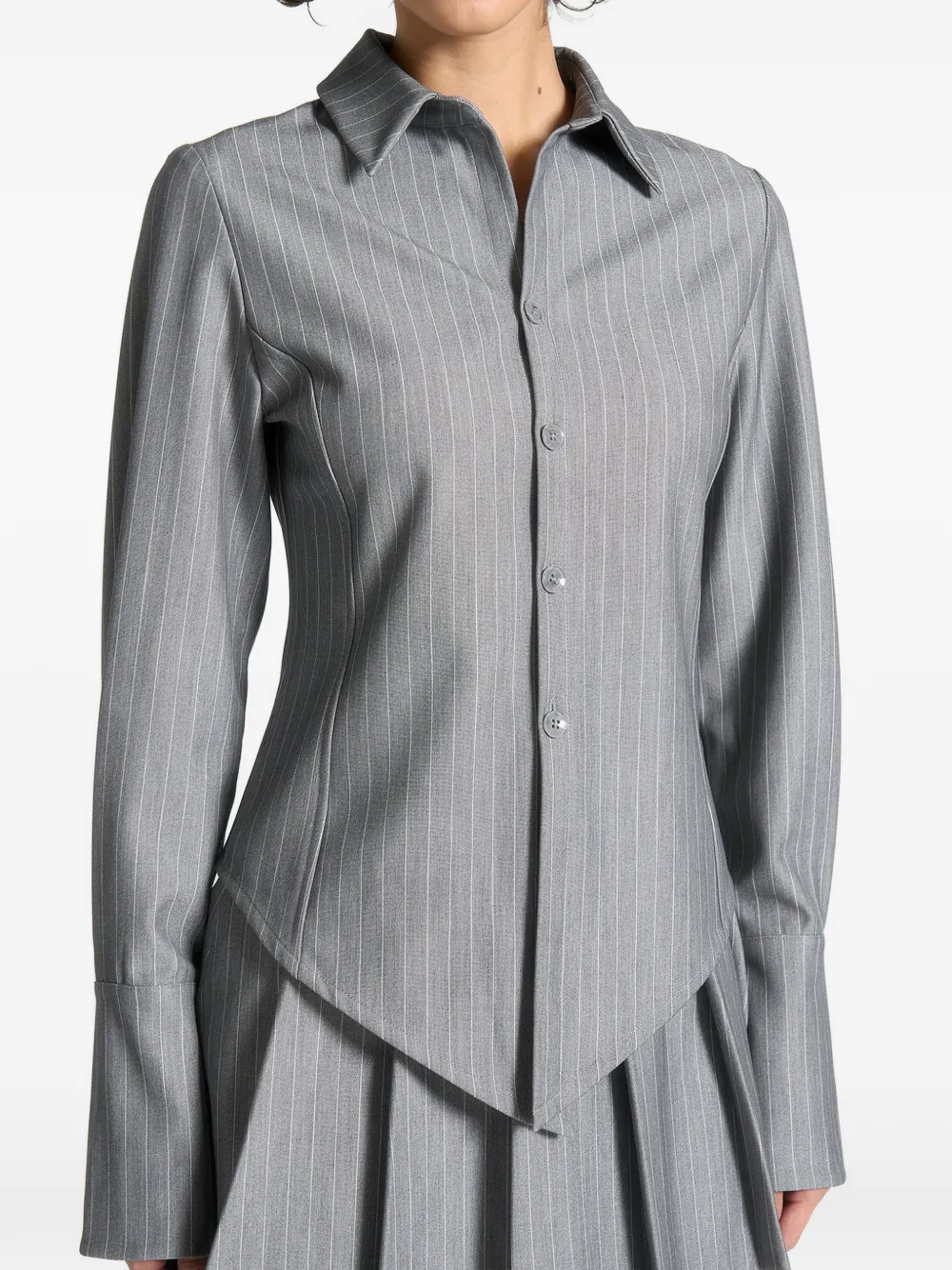 Manière De Voir Sonia Pinstripe Shirt In Gray