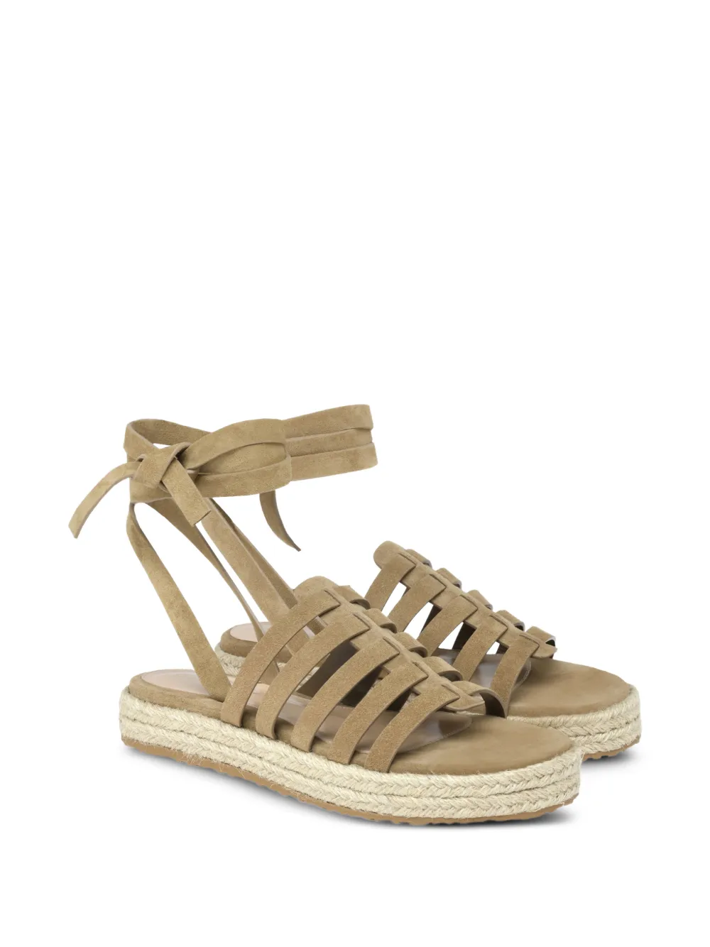 Gianvito Rossi Pompei espadrilles met striksluiting Beige