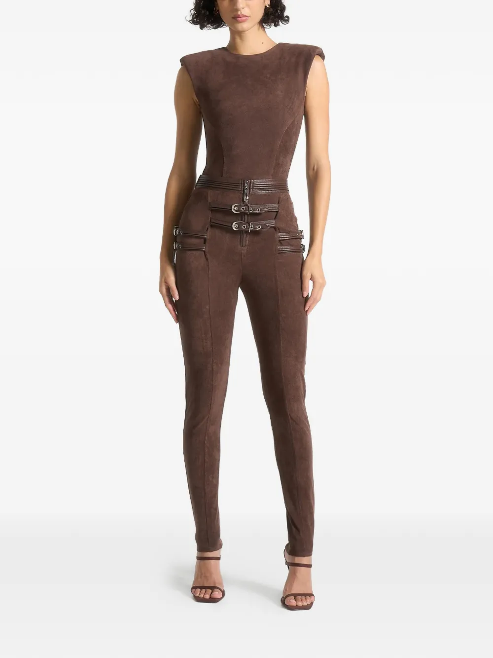 Manière De Voir buckle-detail leggings - Bruin