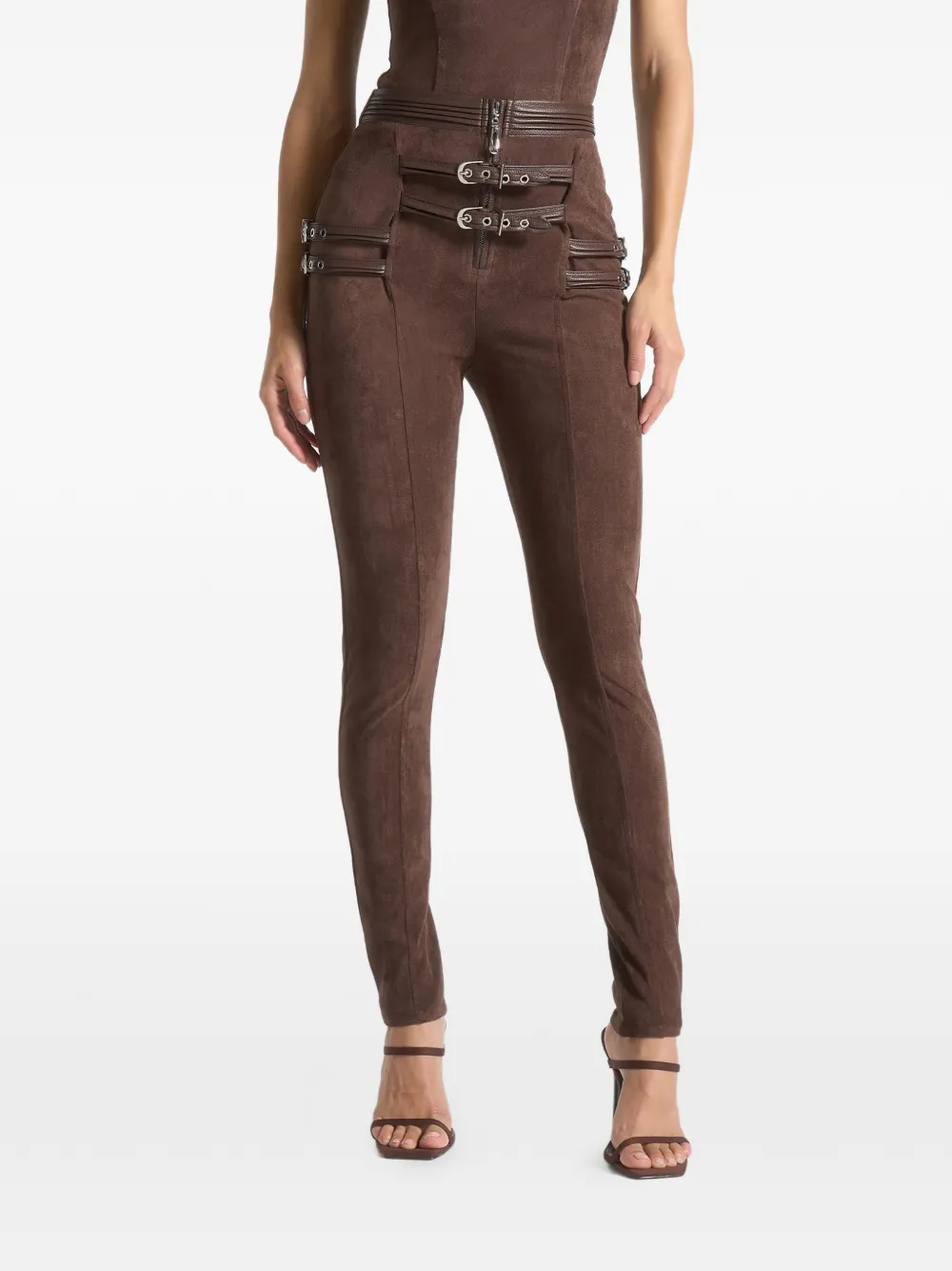 Manière De Voir buckle-detail leggings - Marrone