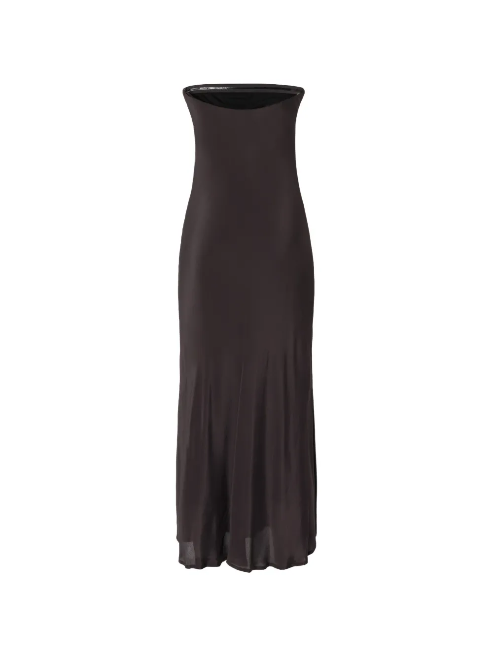 PINKO Maxi bandeau jurk van viscose en zijde crêpe de chine Bruin
