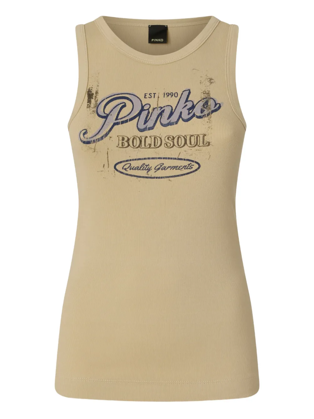 PINKO Top a coste con stampa - Toni neutri