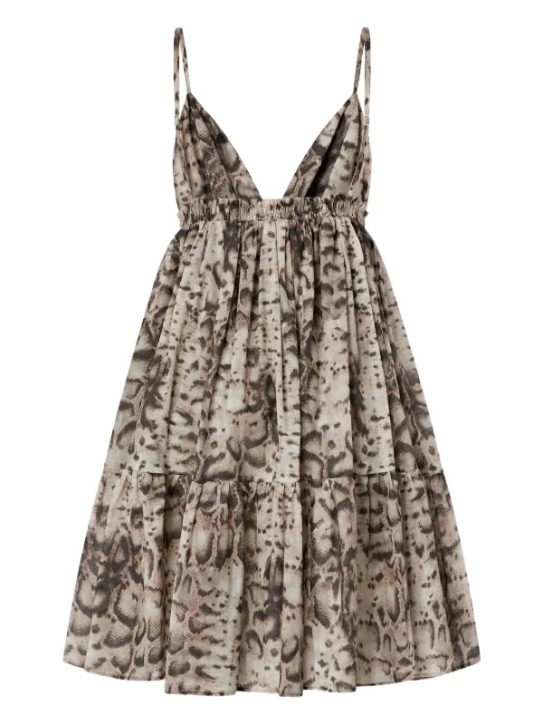 pinko horse dress PINKO Adrano Tiered animal-print Mini Dress | Neutrals