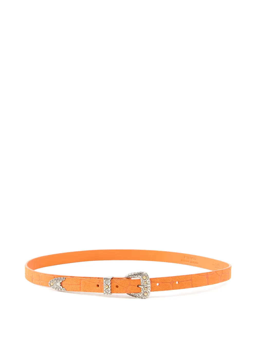 PINKO croc-effect buckle belt - Orange