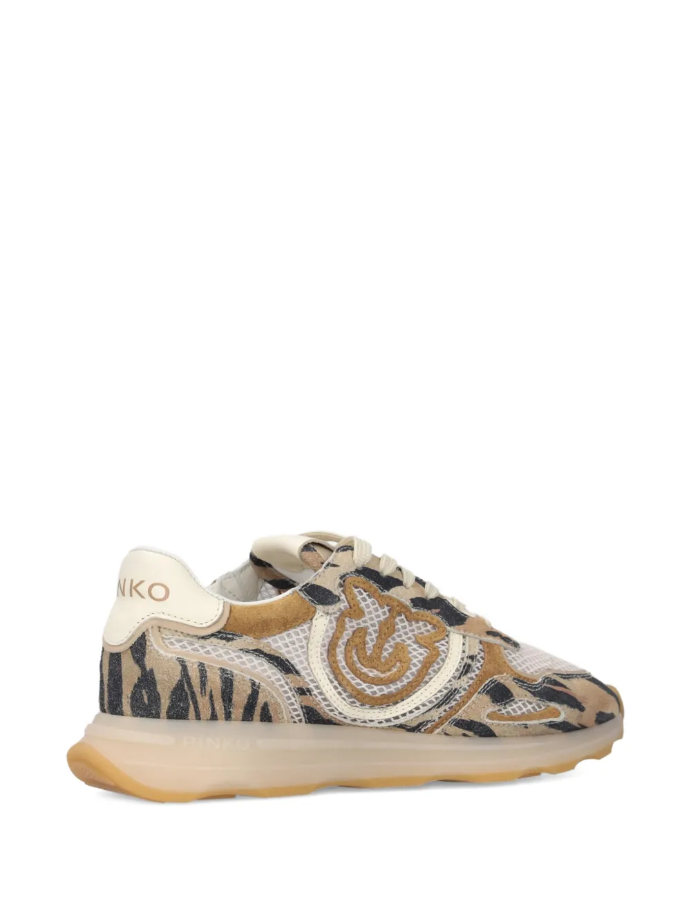 PINKO Zoe sneakers met tijgerprint en logo Beige
