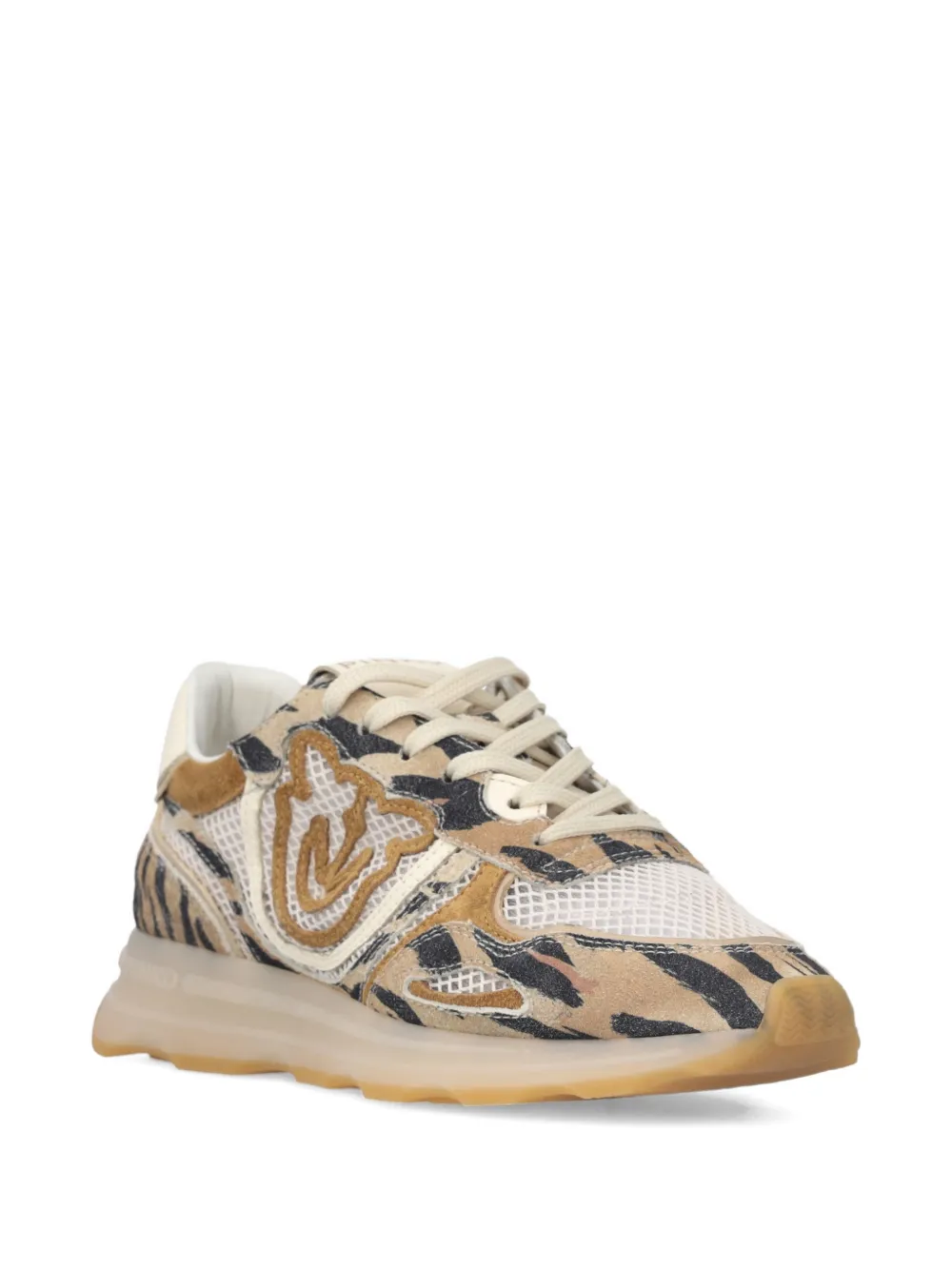 PINKO Zoe sneakers met tijgerprint en logo - Beige