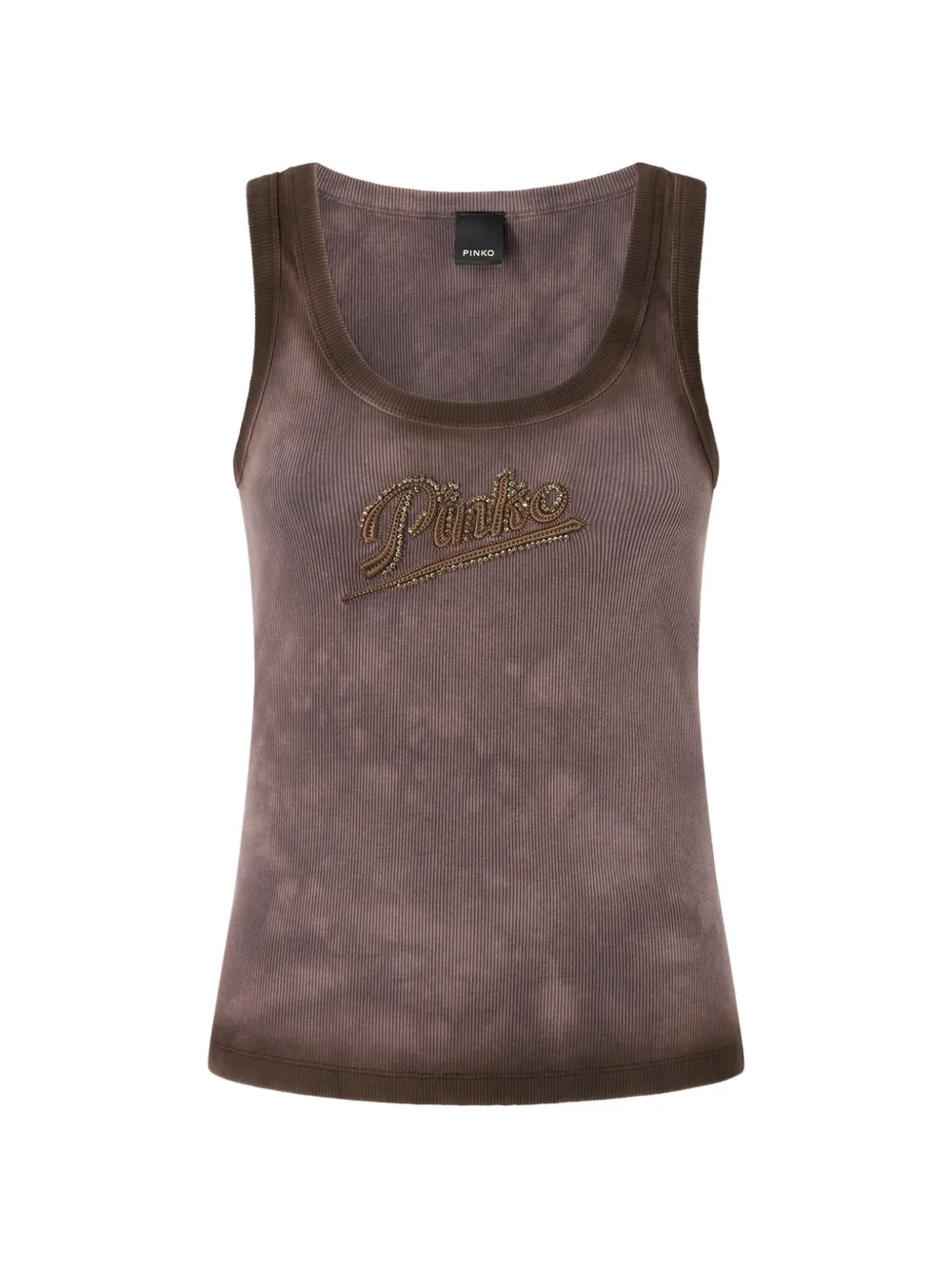 PINKO sleeveless beaded ribbed top - Marrone