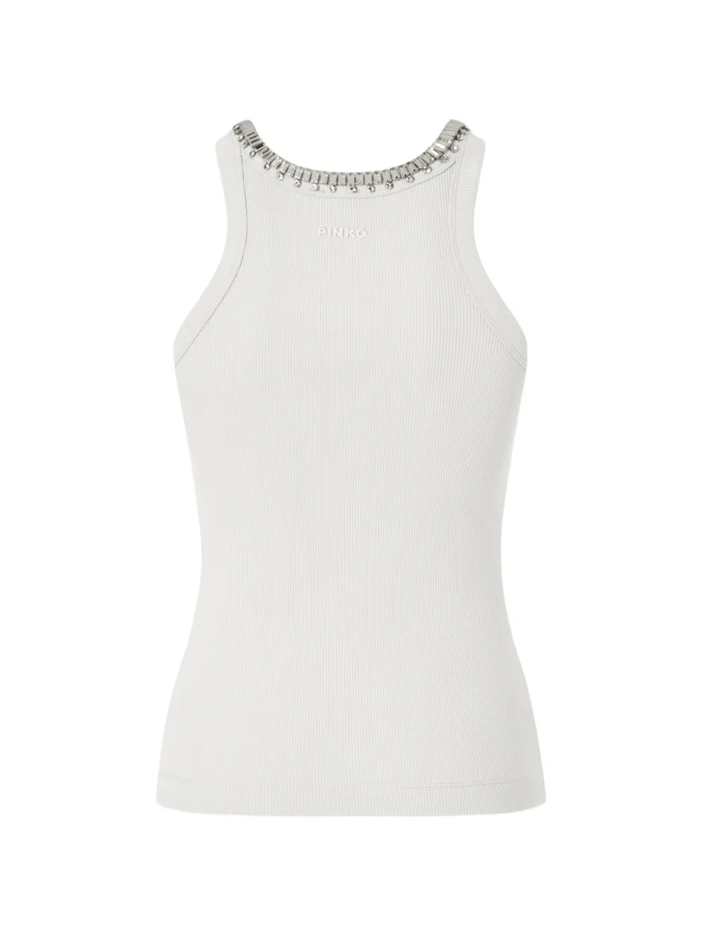 PINKO Geribbelde top verfraaid met juwelen Wit