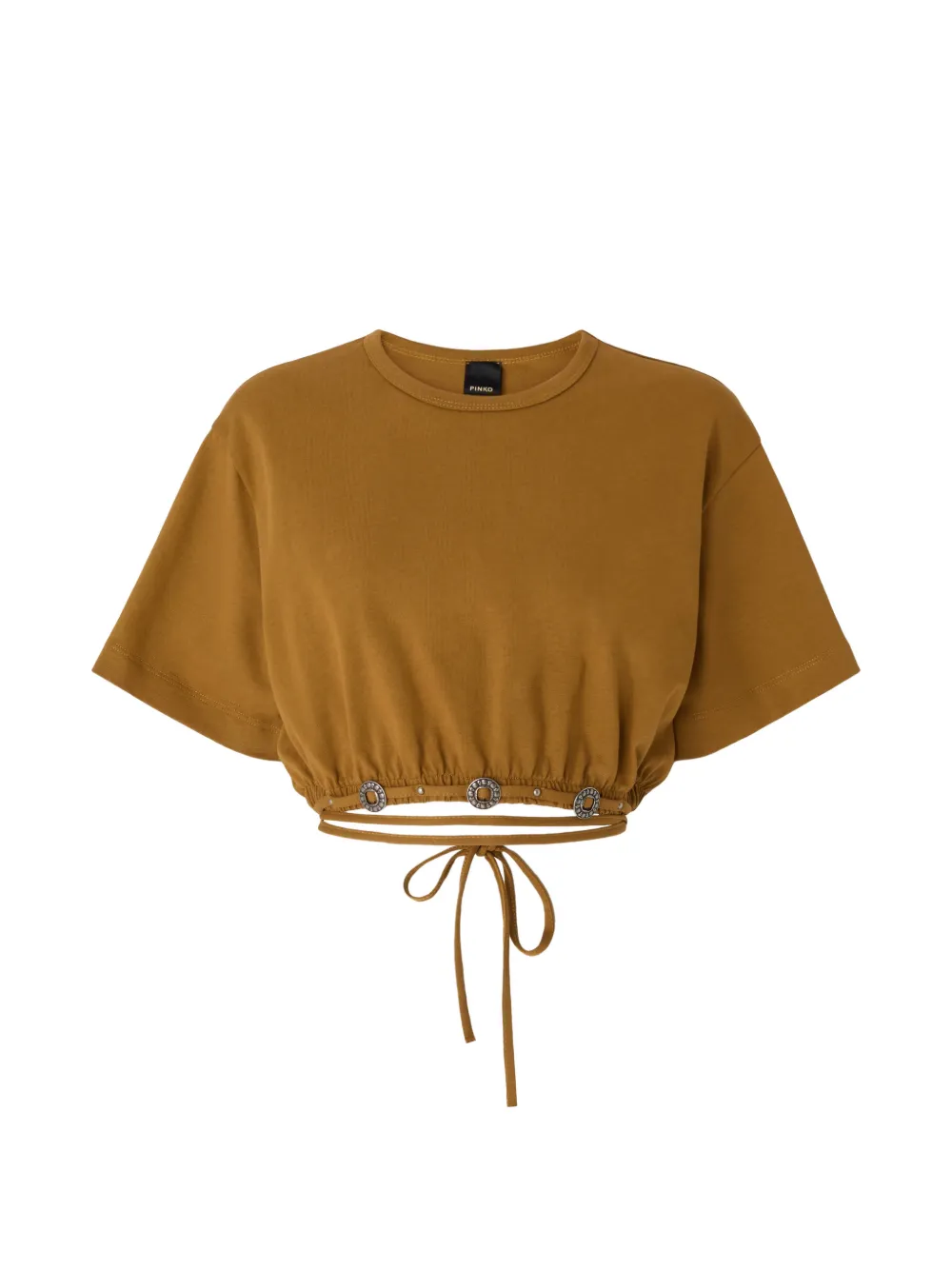 PINKO tie-waist cropped top - Nude