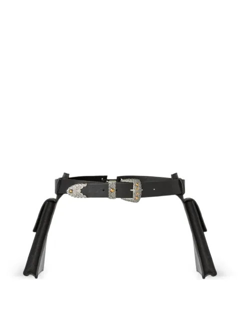 PINKO cinturón Texan de piel con bolsillos de almacenamiento, 3 cm